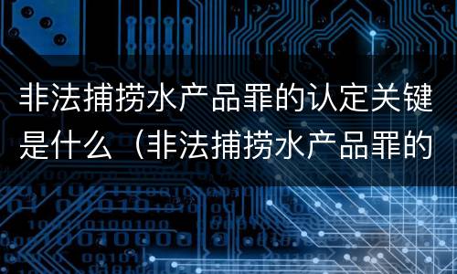 非法捕捞水产品罪的认定关键是什么（非法捕捞水产品罪的构成要件）
