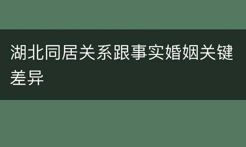 湖北同居关系跟事实婚姻关键差异