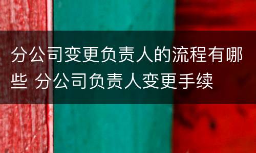 分公司变更负责人的流程有哪些 分公司负责人变更手续