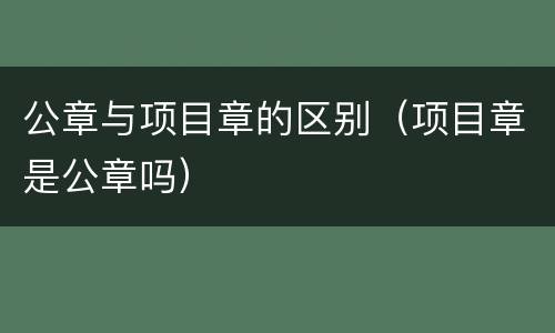 公章与项目章的区别（项目章是公章吗）