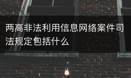 两高非法利用信息网络案件司法规定包括什么
