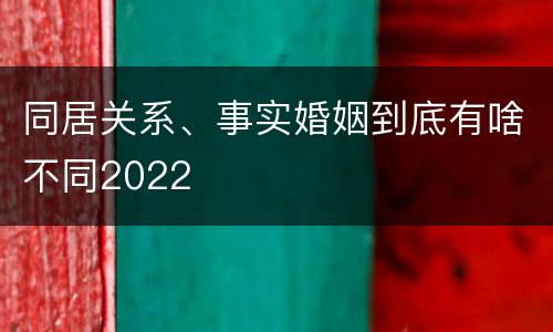 同居关系、事实婚姻到底有啥不同2022