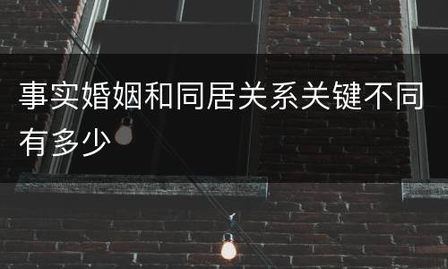 事实婚姻和同居关系关键不同有多少