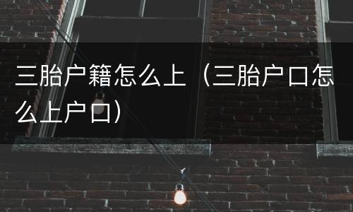 三胎户籍怎么上（三胎户口怎么上户口）