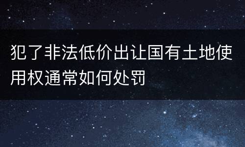 犯了非法低价出让国有土地使用权通常如何处罚