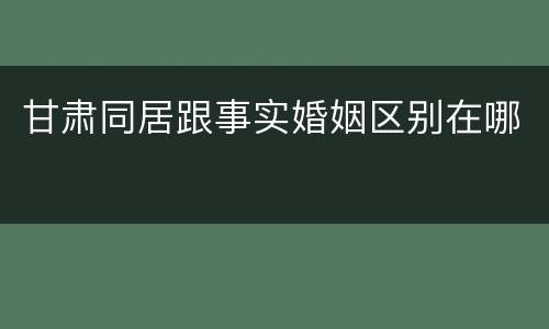 甘肃同居跟事实婚姻区别在哪