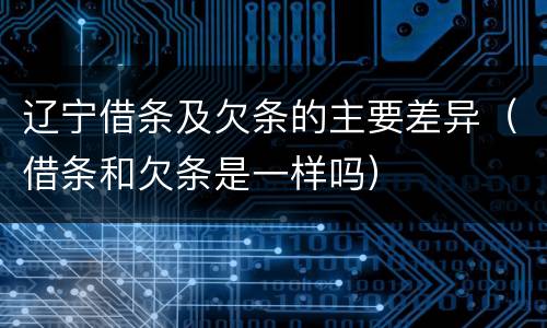 辽宁借条及欠条的主要差异（借条和欠条是一样吗）