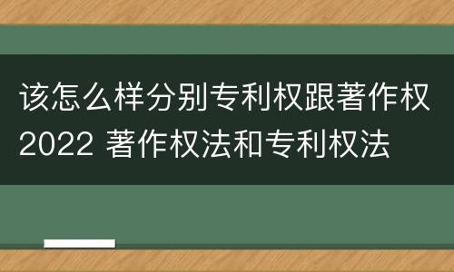 该怎么样分别专利权跟著作权2022 著作权法和专利权法