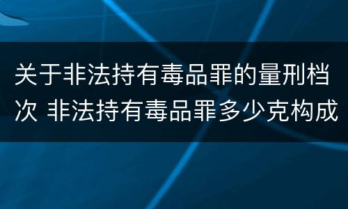 关于非法持有毒品罪的量刑档次 非法持有毒品罪多少克构成持有毒品罪