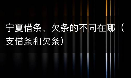 宁夏借条、欠条的不同在哪（支借条和欠条）