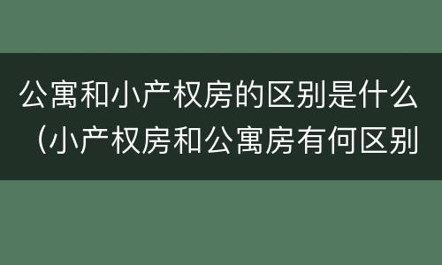 公寓和小产权房的区别是什么（小产权房和公寓房有何区别）