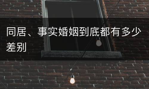 同居、事实婚姻到底都有多少差别