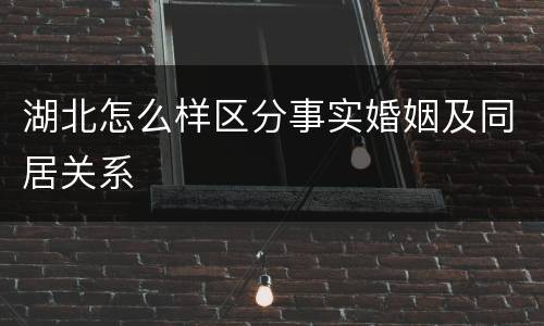 湖北怎么样区分事实婚姻及同居关系