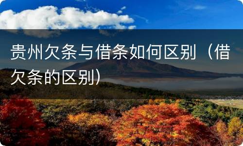 贵州欠条与借条如何区别（借欠条的区别）