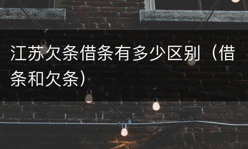江苏欠条借条有多少区别（借条和欠条）