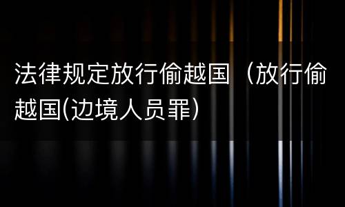 法律规定放行偷越国（放行偷越国(边境人员罪）