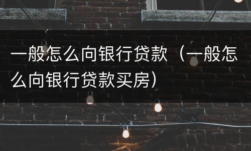 一般怎么向银行贷款（一般怎么向银行贷款买房）
