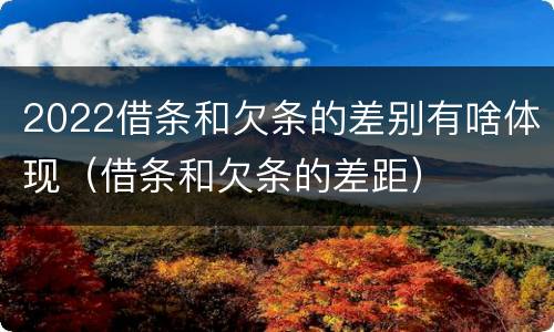 2022借条和欠条的差别有啥体现（借条和欠条的差距）
