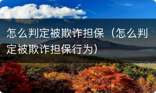 怎么判定被欺诈担保（怎么判定被欺诈担保行为）
