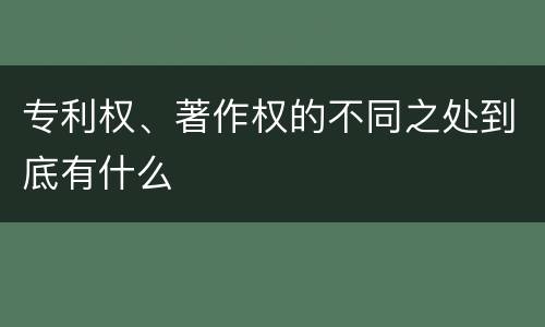 专利权、著作权的不同之处到底有什么