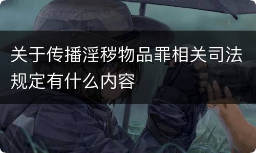 关于传播淫秽物品罪相关司法规定有什么内容
