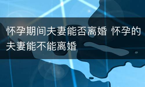 怀孕期间夫妻能否离婚 怀孕的夫妻能不能离婚