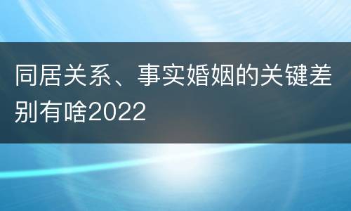 同居关系、事实婚姻的关键差别有啥2022