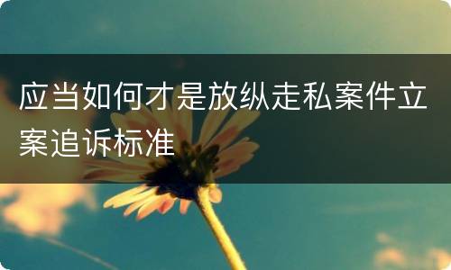 应当如何才是放纵走私案件立案追诉标准