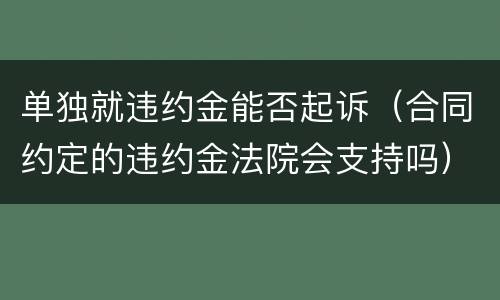 单独就违约金能否起诉（合同约定的违约金法院会支持吗）