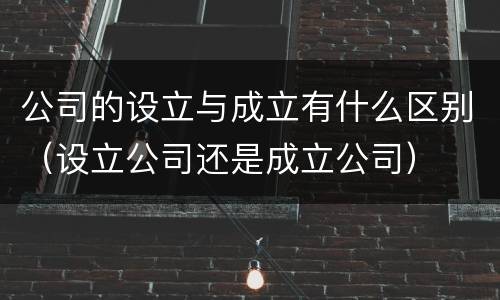 公司的设立与成立有什么区别（设立公司还是成立公司）