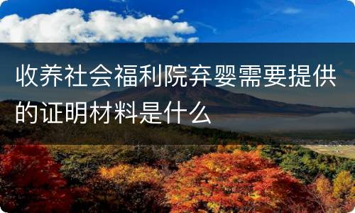 收养社会福利院弃婴需要提供的证明材料是什么