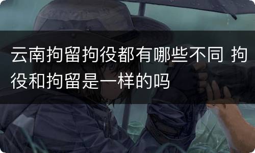 云南拘留拘役都有哪些不同 拘役和拘留是一样的吗