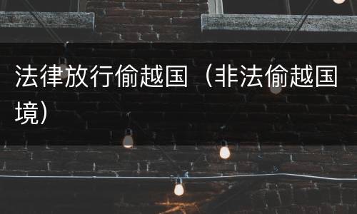 法律放行偷越国（非法偷越国境）