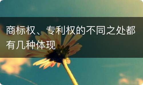商标权、专利权的不同之处都有几种体现
