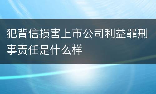 犯背信损害上市公司利益罪刑事责任是什么样