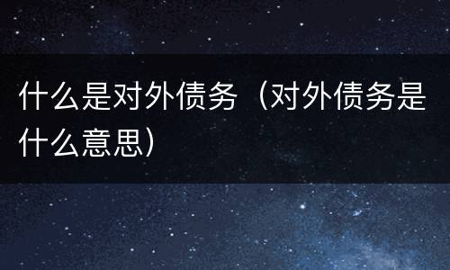 什么是对外债务（对外债务是什么意思）