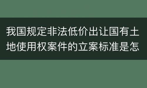 我国规定非法低价出让国有土地使用权案件的立案标准是怎么样规定