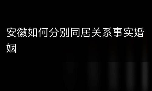 安徽如何分别同居关系事实婚姻