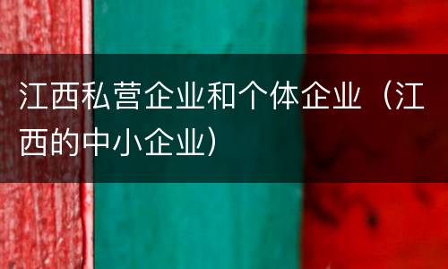 江西私营企业和个体企业（江西的中小企业）