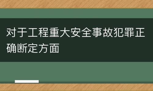对于工程重大安全事故犯罪正确断定方面
