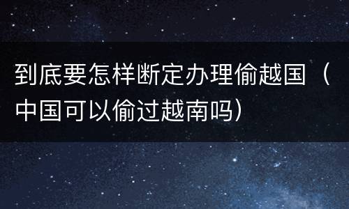 到底要怎样断定办理偷越国（中国可以偷过越南吗）