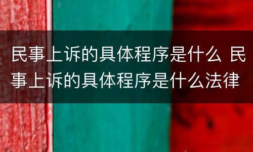 民事上诉的具体程序是什么 民事上诉的具体程序是什么法律