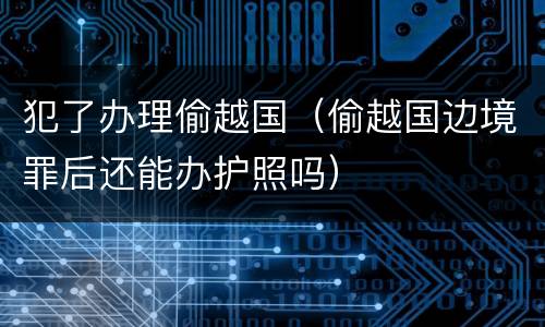 犯了办理偷越国（偷越国边境罪后还能办护照吗）