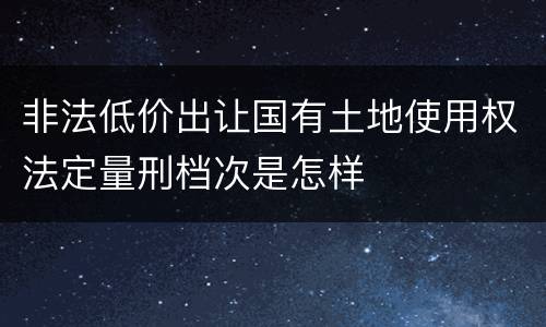 非法低价出让国有土地使用权法定量刑档次是怎样