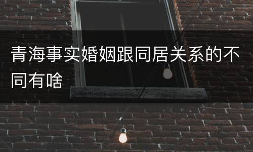 青海事实婚姻跟同居关系的不同有啥
