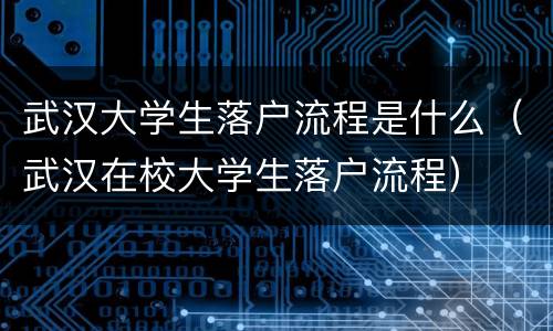 武汉大学生落户流程是什么（武汉在校大学生落户流程）