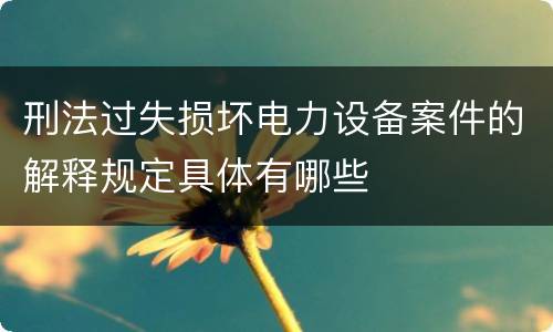 刑法过失损坏电力设备案件的解释规定具体有哪些