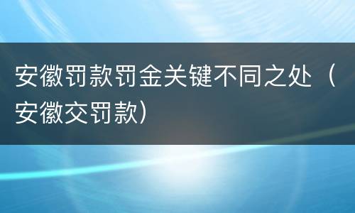 安徽罚款罚金关键不同之处(安徽交罚款)