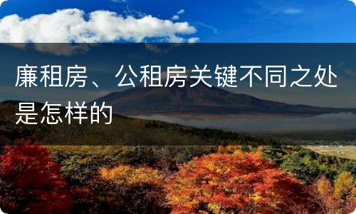 廉租房、公租房关键不同之处是怎样的