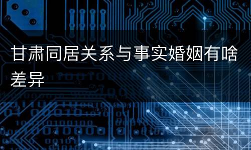 甘肃同居关系与事实婚姻有啥差异